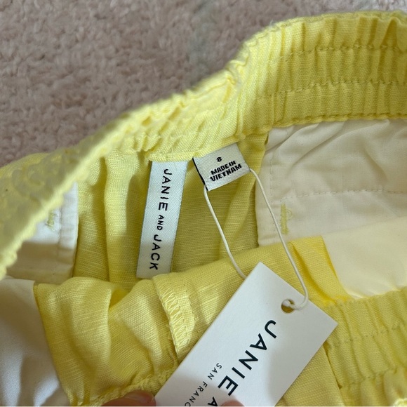NWT Janie and Jack Pale Yellow Bermuda Shorts Size 8 Linen Cotton Blend - Picture 3 of 11